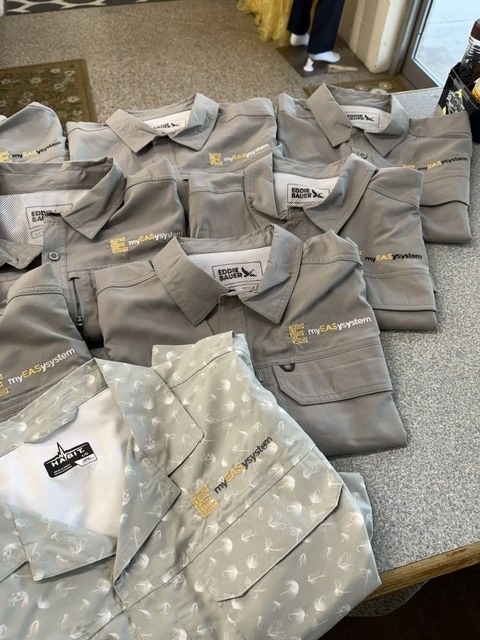 Kip's embroidered shirts — ten in five days at Kim's Alterations, Savannah