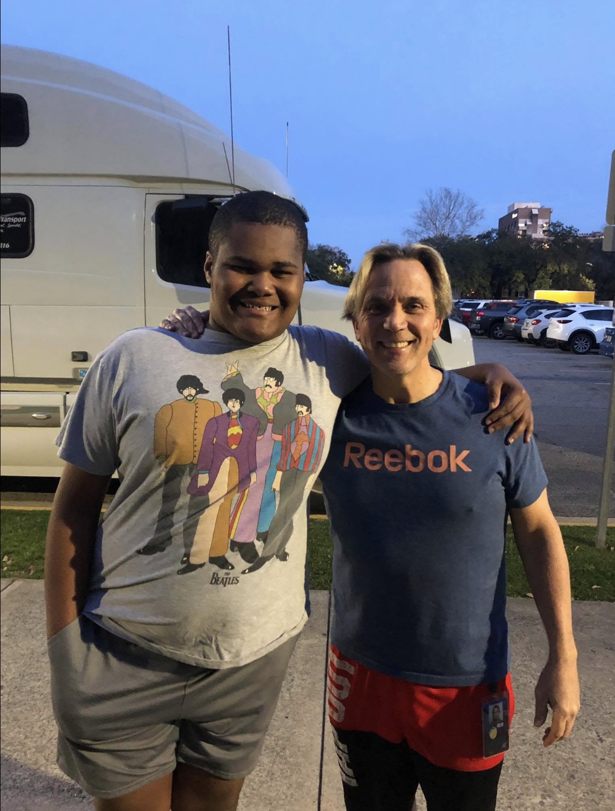 Charles Robinson with a young fan